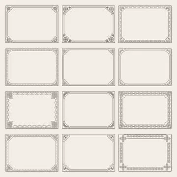 Decorative vector vintage frames and borders set Stock Illustration