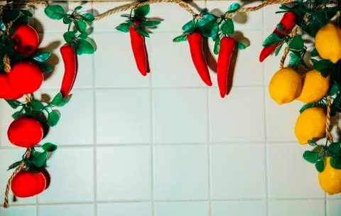 Decorative vegetables on the wall Stock Photos