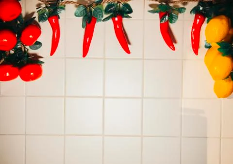 Decorative vegetables on the wall Foto stock