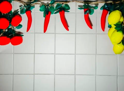 Decorative vegetables on the wall Stock Photos