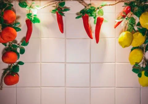 Decorative vegetables on the wall Stock Photos