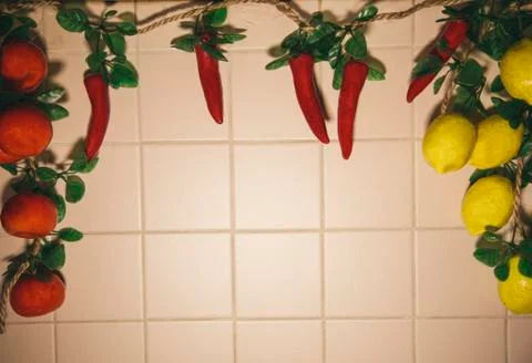 Decorative vegetables on the wall Stock Photos