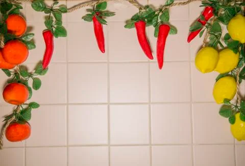 Decorative vegetables on the wall Stock Photos