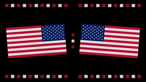Decorative video with rotating 3d flag of the United States of America, 4K Stock Footage 253721671