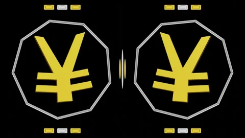 Decorative video with rotating 3d yen symbol, 4K Stock Footage 254794909