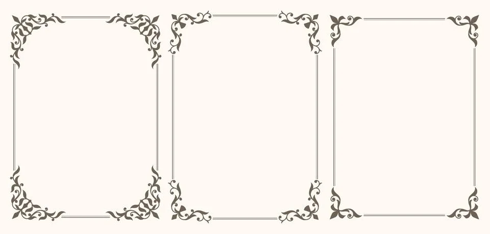 Decorative vintage elements, frames, borders. Stock Illustration