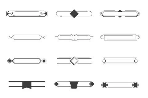 Decorative vintage frames and banners in black and white Stock Illustration