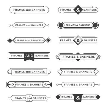 Decorative vintage frames and banners in black and white Stock Illustration