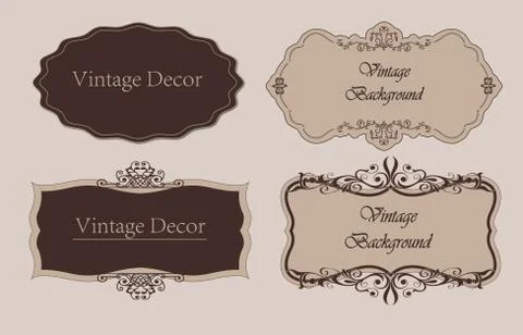 Decorative vintage frames and borders set vector Stock Illustration