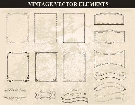 Decorative vintage frames and borders set vector Stock Illustration