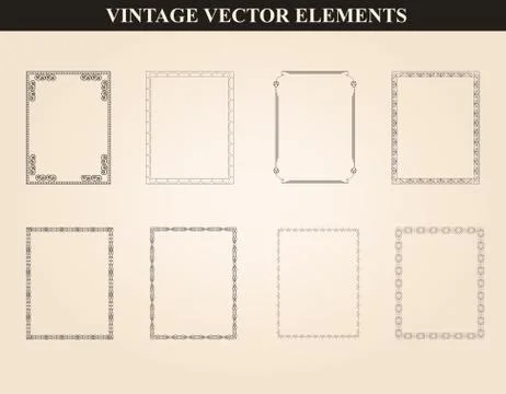Decorative vintage frames and borders set vector Stock Illustration