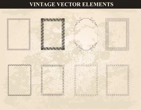 Decorative vintage frames and borders set vector Stock Illustration