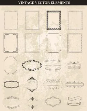 Decorative vintage frames and borders set vector Stock Illustration