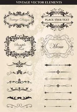 Decorative vintage frames and borders set vector Stock Illustration