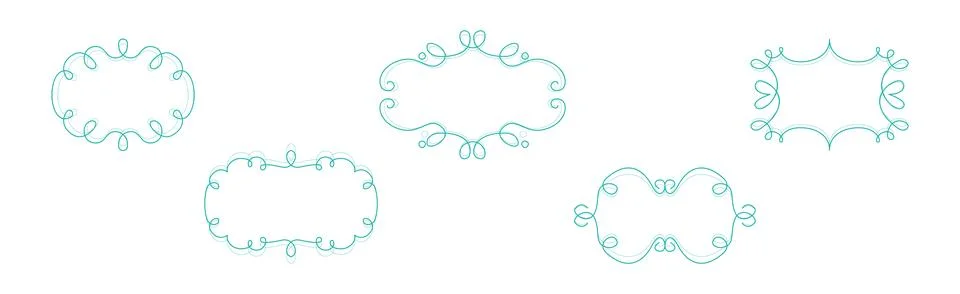 Decorative Vintage Frames and Borders with Swirling Line Vector Set Stock Illustration