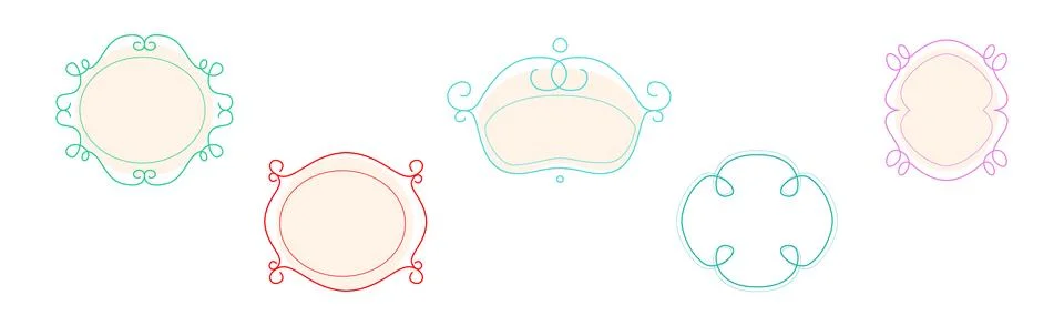 Decorative Vintage Frames and Borders with Swirling Line Vector Set Stock Illustration