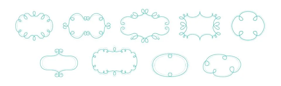 Decorative Vintage Frames and Borders with Swirling Line Vector Set Stock Illustration