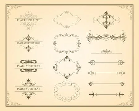 Decorative vintage frames and page decoration elements Stock Illustration