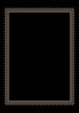 Decorative vintage gold rectangular Vertical national ornament frame  イラスト素材