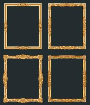 Decorative vintage golden vector frames. Old shiny luxury gold borders Stock Illustration