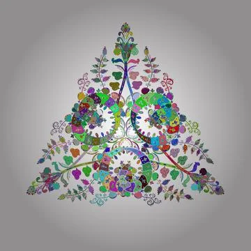 Decorative vintage print. Vector invitation with colored mandala design element. Ilustração Stock