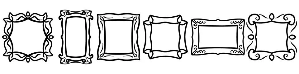 Decorative vintage rectangular frames for photo gallery wall displays. Ilustração Stock
