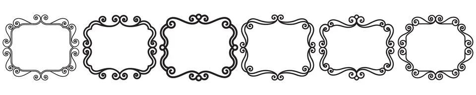 Decorative vintage rectangular frames with scrollwork for menu designs. Stock Illustration