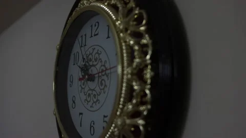 Decorative Wall Clock Close-up Selective Focus Stock Footage 141163012