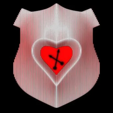 Decorative wall clock symbolizing love. Heart in the center of the coat of arms Stock Illustration