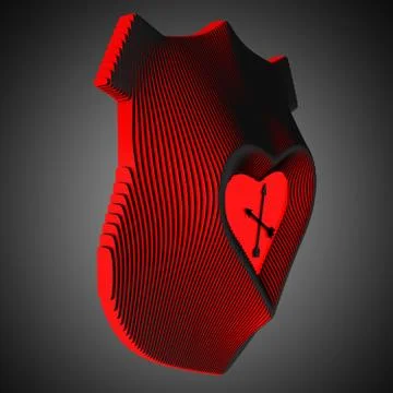 Decorative wall clock symbolizing love. Heart in the center of the coat of arms Stock Illustration