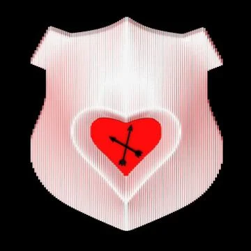 Decorative wall clock symbolizing love. Heart in the center of the coat of arms Stock Illustration