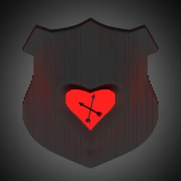 Decorative wall clock symbolizing love. Heart in the center of the coat of arms Stock Illustration