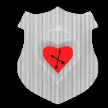 Decorative wall clock symbolizing love. Heart in the center of the coat of arms Stock Illustration