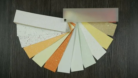 Decorative wall paint samples. The choice of paint for the home Stock Footage 117832296