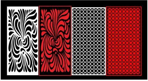 Decorative wall panels set Jali design CNC pattern, Stock Illustration