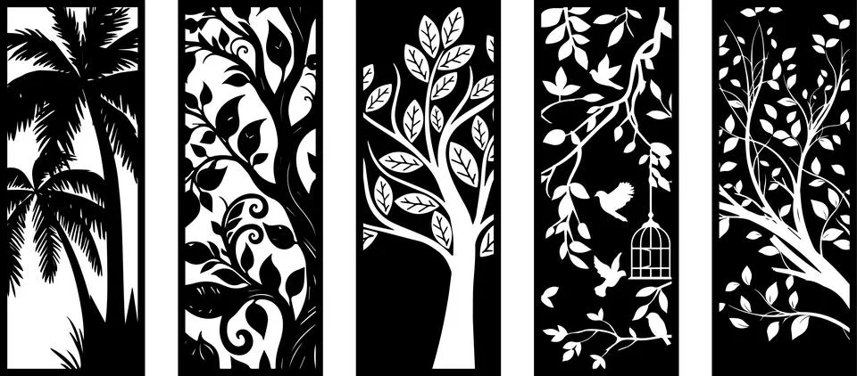 Decorative wall panels set, pattern with abstract Stock Illustration