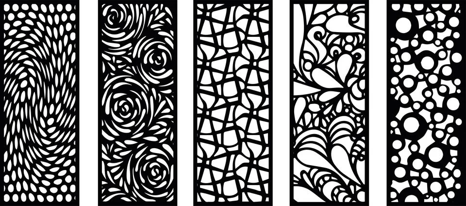 Decorative wall panels set, pattern with abstract flowers Stock Illustration