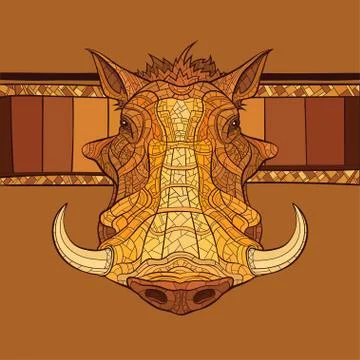 Decorative warthog head Stock Illustration
