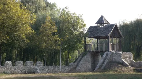 Decorative watchtower in the park Stock Footage 119105304
