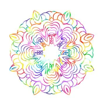 Decorative watercolor round pattern in rainbow colors Stock Illustration