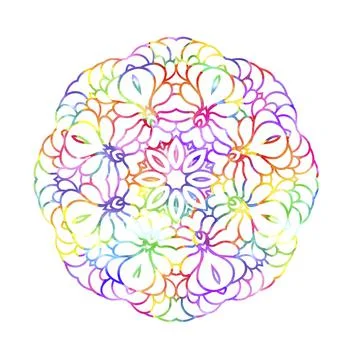 Decorative watercolor round pattern in rainbow colors Stock Illustration