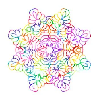 Decorative watercolor round pattern in rainbow colors Stock Illustration