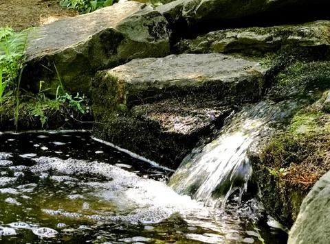 Decorative waterfall, side view Stock Photos