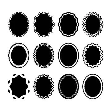 Decorative Wavy Border Collection with Solid Center Shapes Stock Illustration