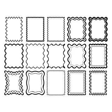 Decorative Wavy Rectangle Frames Set for Creative Designs Illustrazione stock