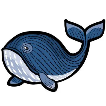Decorative whale painted with patterns for logo, label, packaging, tattoo Illustrazione stock