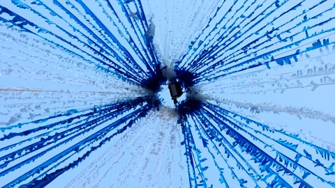 Decorative white and blue flags hanging moving Stock Footage 283353678