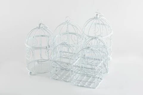 Decorative white cages Stock Photos