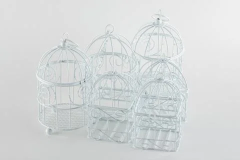 Decorative white cages Stock Photos
