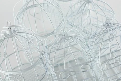 Decorative white cages Stock Photos